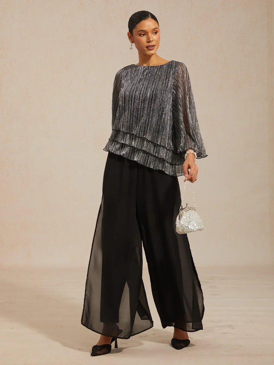 Solenne | Chiffon Split Leg Pants