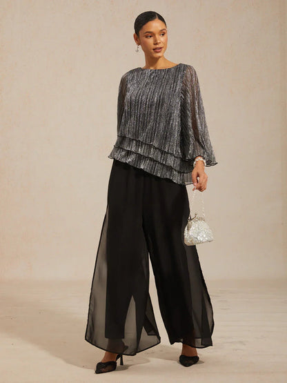 Solenne | Chiffon Split Leg Pants