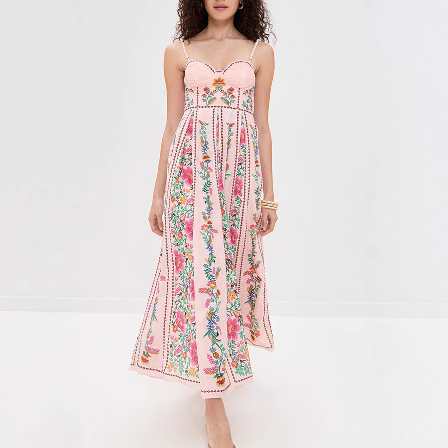 Idonna | Classy Sleeveless Summer Floral Cami Maxi Dress