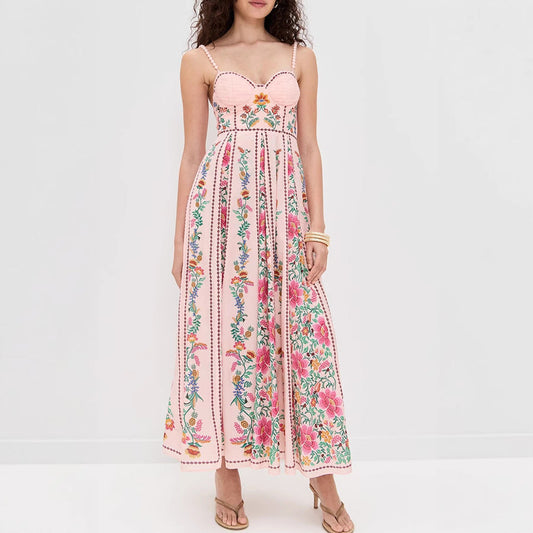 Idonna | Classy Sleeveless Summer Floral Cami Maxi Dress