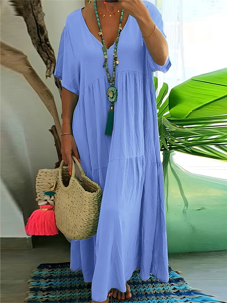 Linnea | Soft Ruffle V-Neck Maxi Dress