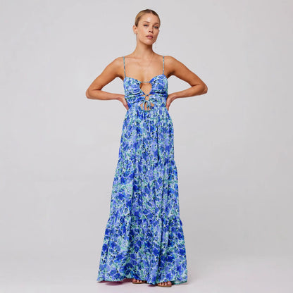 Marsha | Chic Sleeveless Cross Tie-Up Front Summer Maxi Dress