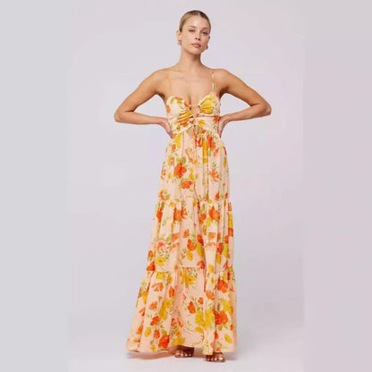 Marsha | Chic Sleeveless Cross Tie-Up Front Summer Maxi Dress