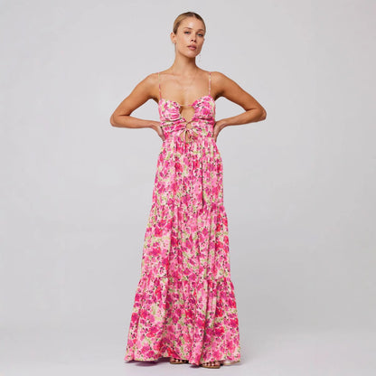 Marsha | Chic Sleeveless Cross Tie-Up Front Summer Maxi Dress