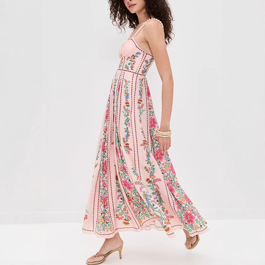 Idonna | Classy Sleeveless Summer Floral Cami Maxi Dress