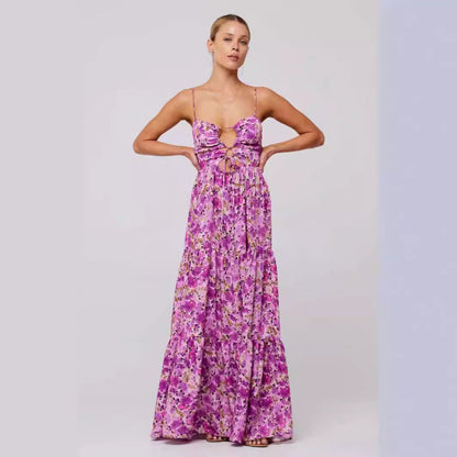 Marsha | Chic Sleeveless Cross Tie-Up Front Summer Maxi Dress