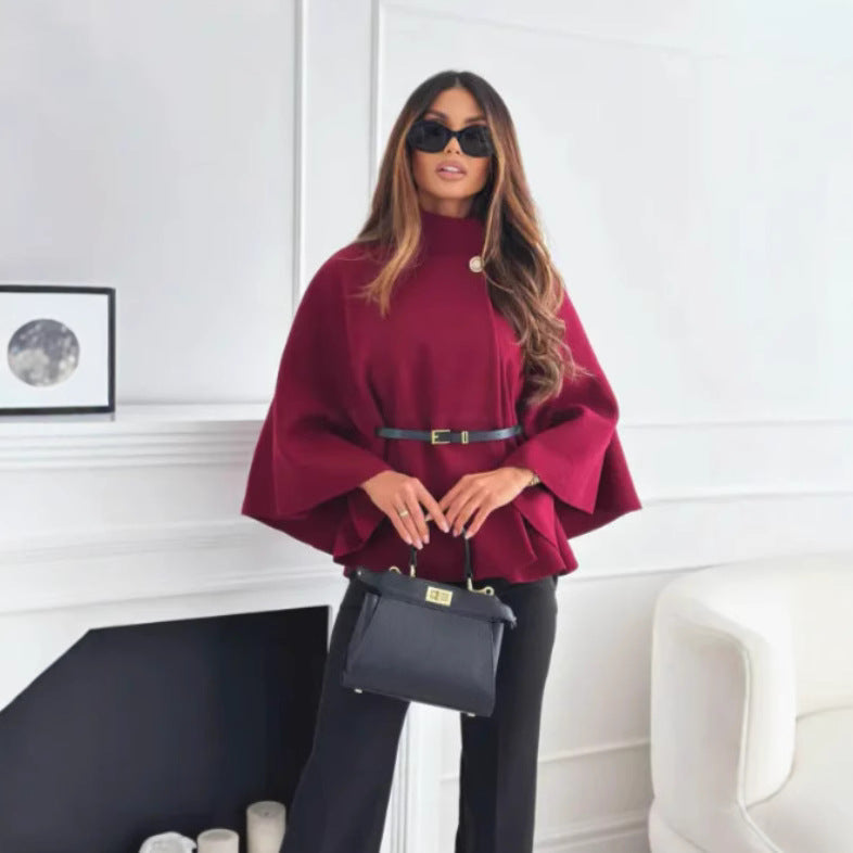 Hattie | High Neck Cape Coat