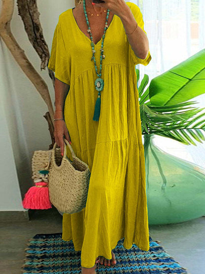 Linnea | Soft Ruffle V-Neck Maxi Dress
