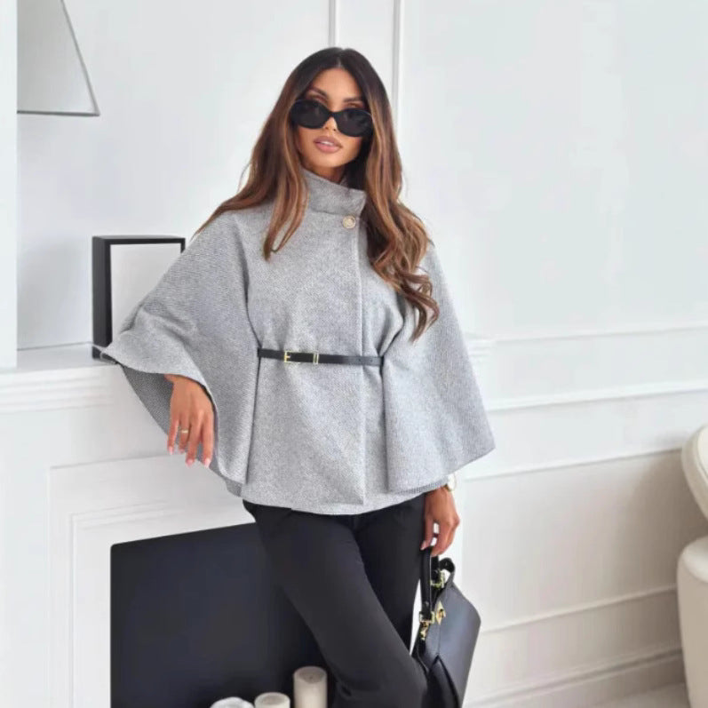 Hattie | High Neck Cape Coat