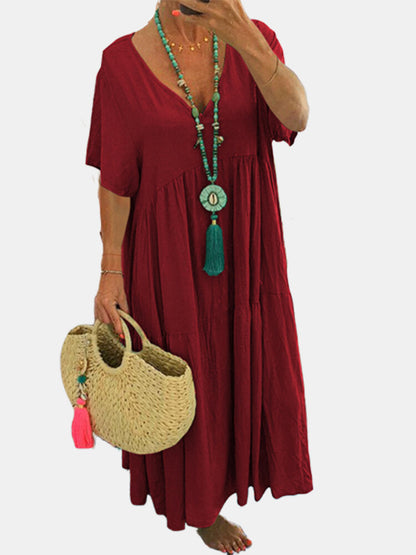 Linnea | Soft Ruffle V-Neck Maxi Dress