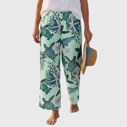 Carissa | Elastic Waist Printed Straight Leg Pants