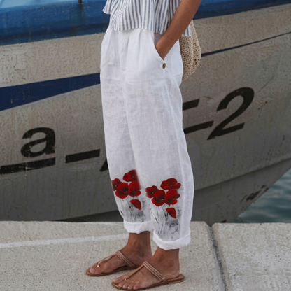 Joanna | Elegant Vintage Floral Print Pants