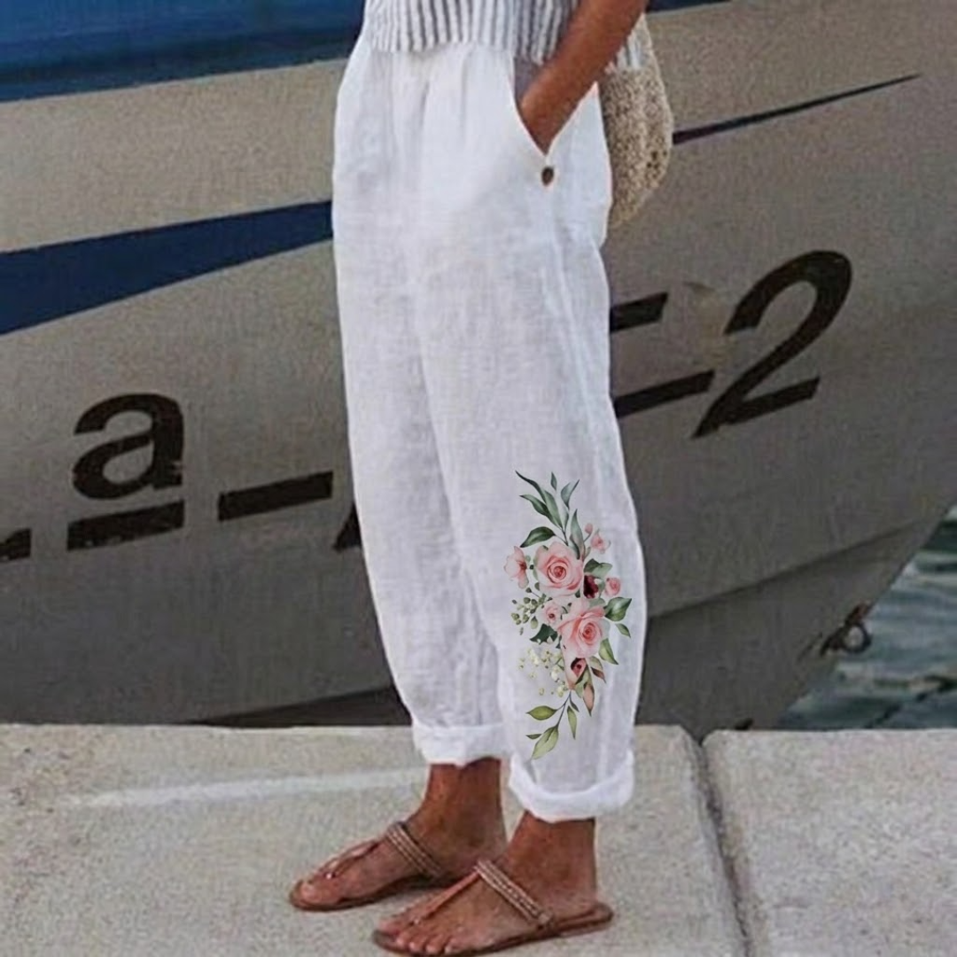 Jodie | Elegant Vintage Floral Print Pants