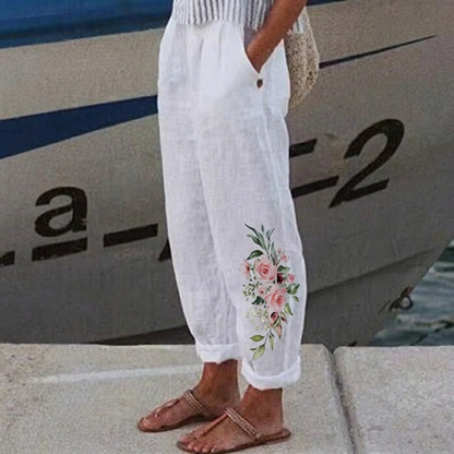 Jodie | Elegant Vintage Floral Print Pants