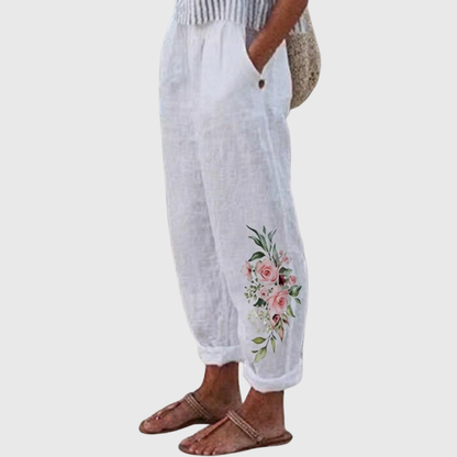 Jodie | Elegant Vintage Floral Print Pants