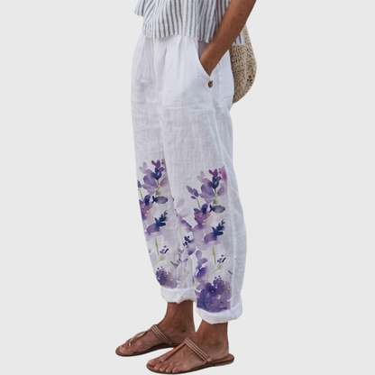 Justine | Elegant Vintage Floral Print Pants