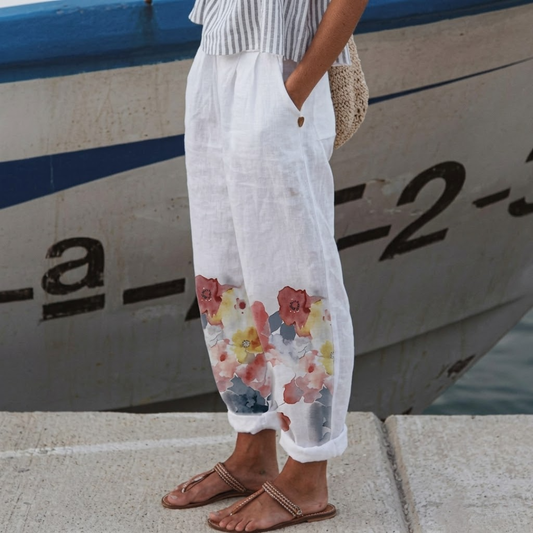 Lorena | Elegant Vintage Floral Print Pants