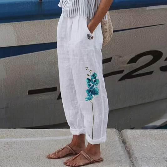 Moira | Elegant Vintage Floral Print Pants