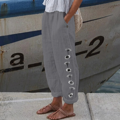 Clarissa | Elegant Vintage Floral Print Pants