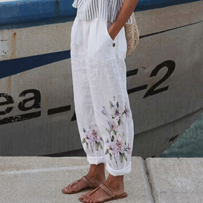 Gillian | Elegant Vintage Floral Print Pants