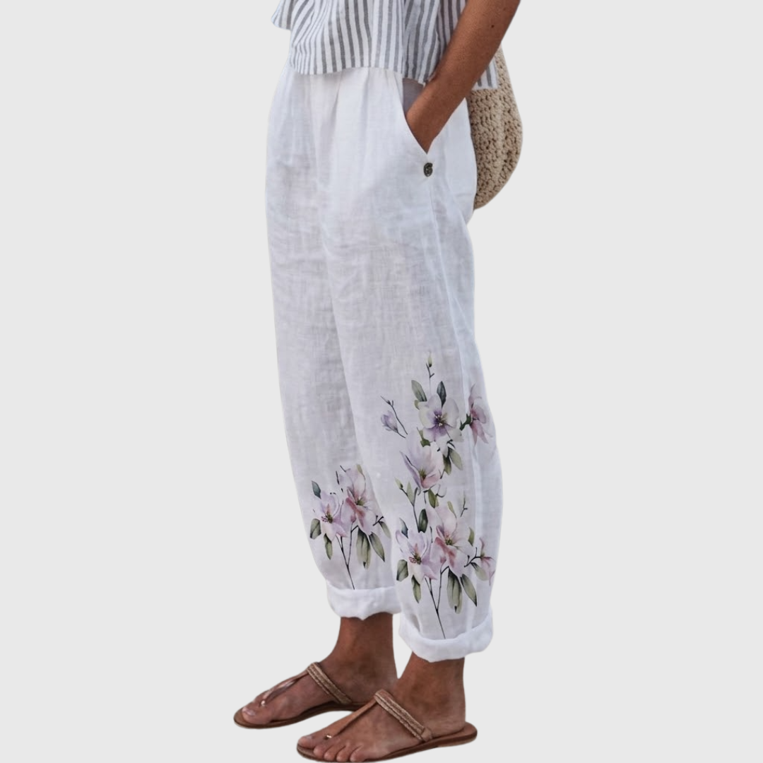 Gillian | Elegant Vintage Floral Print Pants