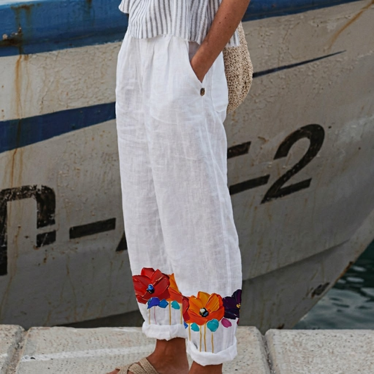 Desiree | Elegant Vintage Floral Print Pants
