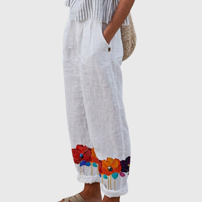 Desiree | Elegant Vintage Floral Print Pants