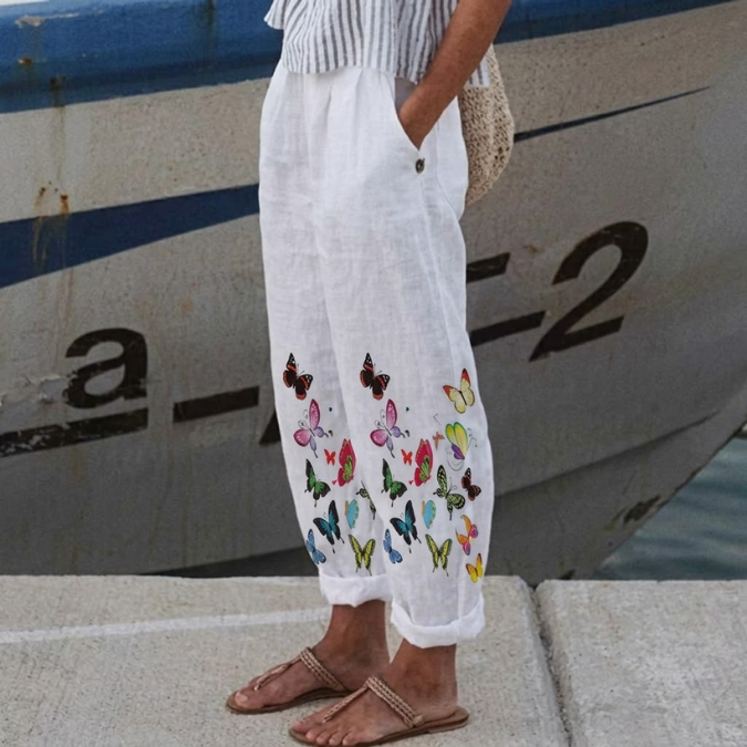 Eileen | Elegant Vintage Floral Print Pants
