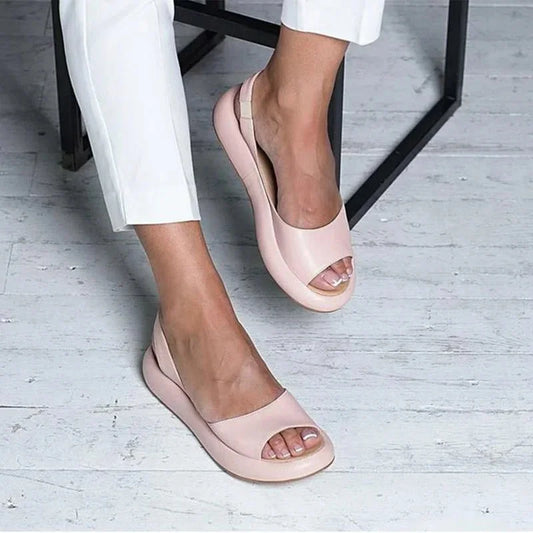 Gwen | Open Toe Platform Flats