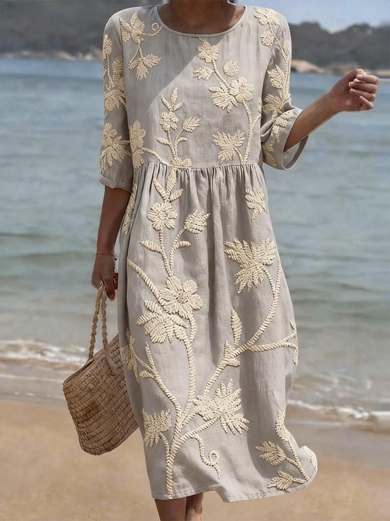 Gwenali | Embroidered Midi Garden Dress