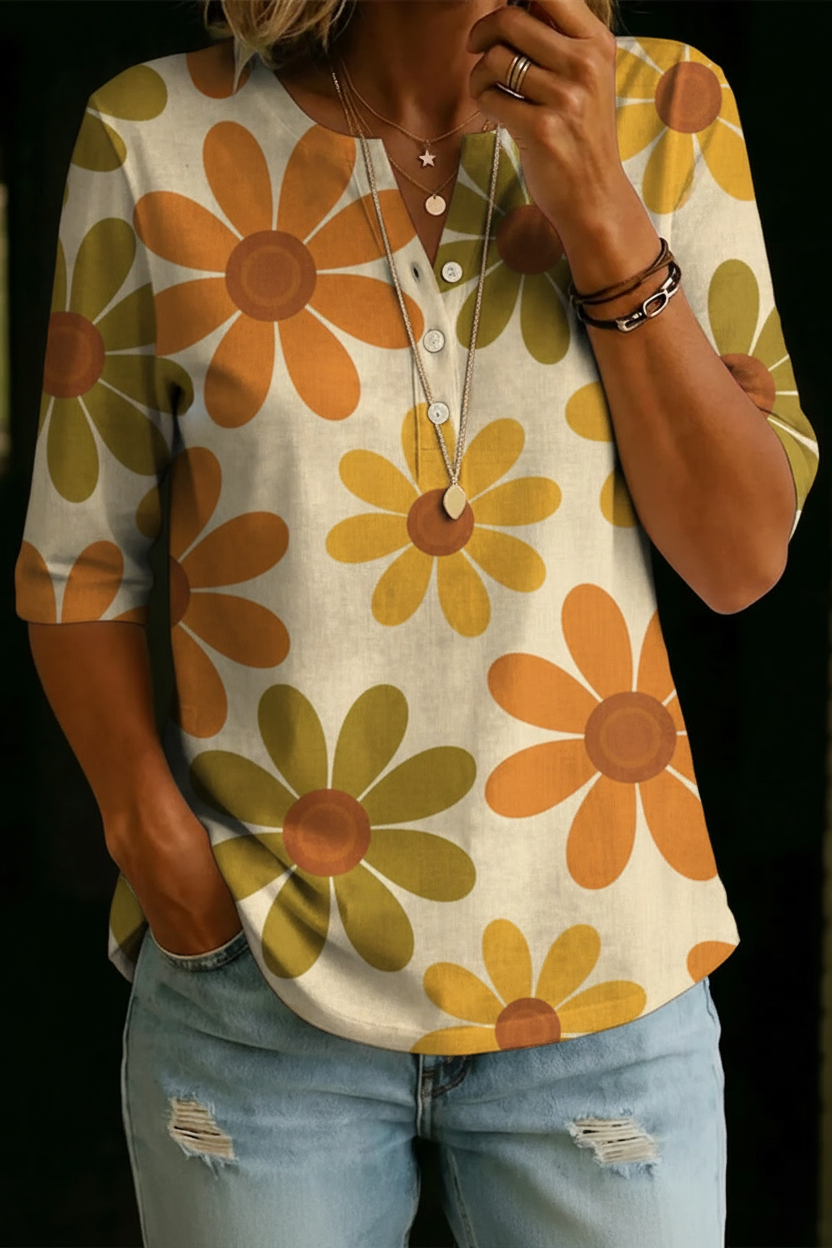 Piper | Retro Daisy Henley Top