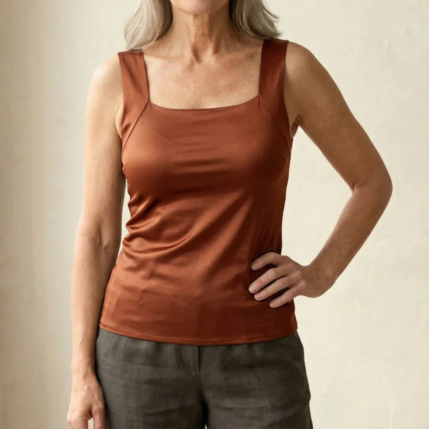 Florence | Coffee Built-In Bra Tank