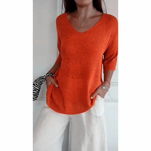 Perrenelle | V-Neck Knitted Top