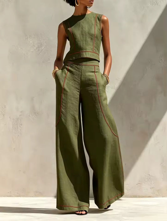 Verdellia | Striped Vest & Trouser Set