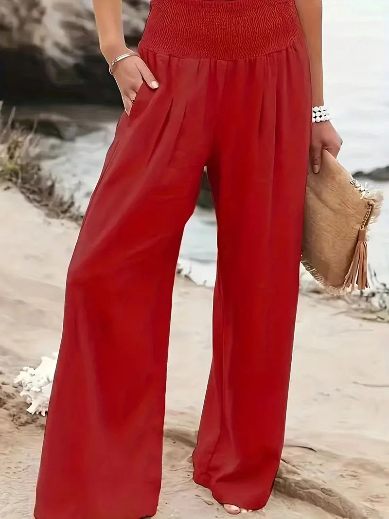 Nerissande | Wide Leg Elastic Waist Pants