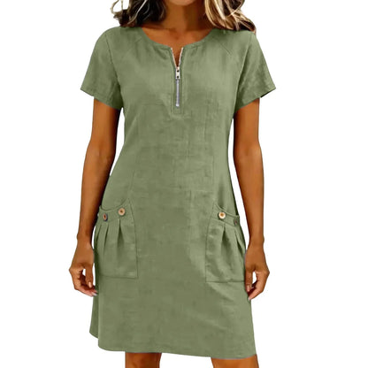 Ferngrove | Zip Front Linen Dress