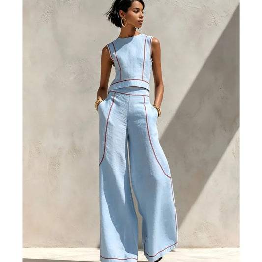 Skyella | Striped Vest & Trouser Set