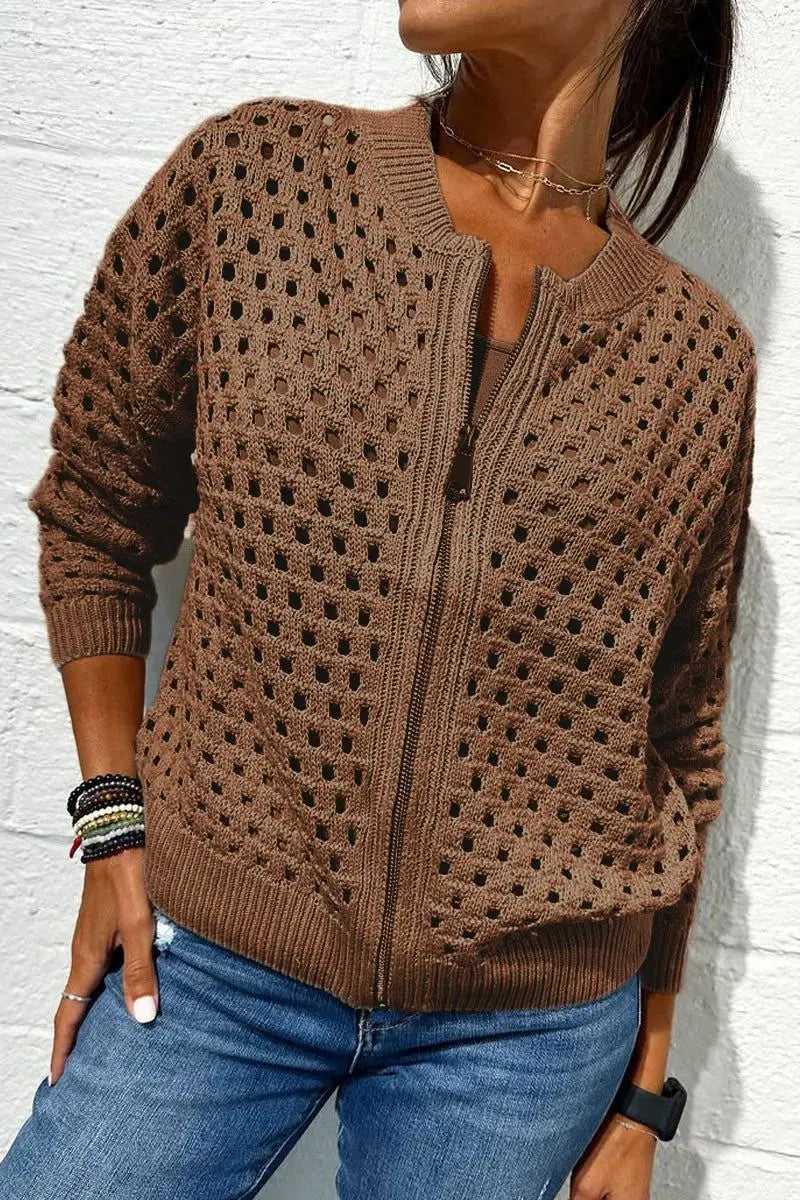 Ferngrove | Zip Front Knitted Cardigan