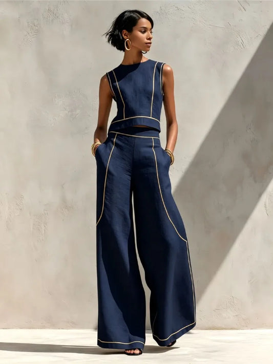 Navessa | Striped Vest & Trouser Set