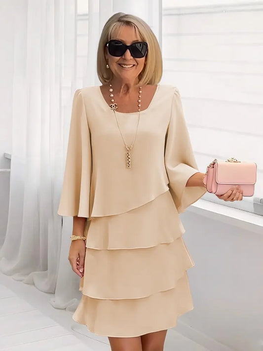 Susan | Draped Ruffle Occasion Dress