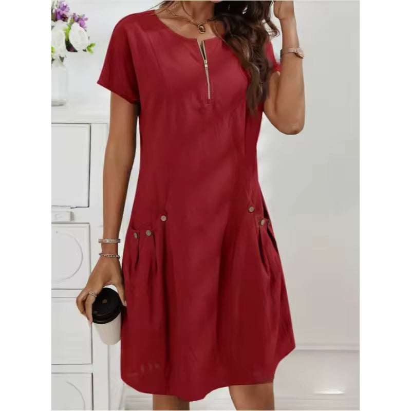 Scarletta | Zip Front Linen Dress