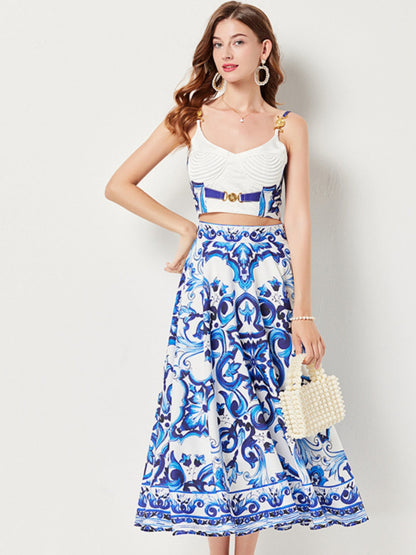 Lunaria | Printed Beach Midi Skirt & Tube Top