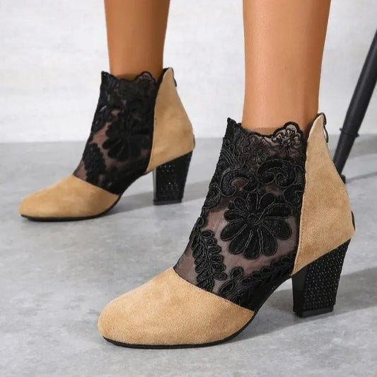 Heloise | Elegant Lacy High Heels Mesh Boots