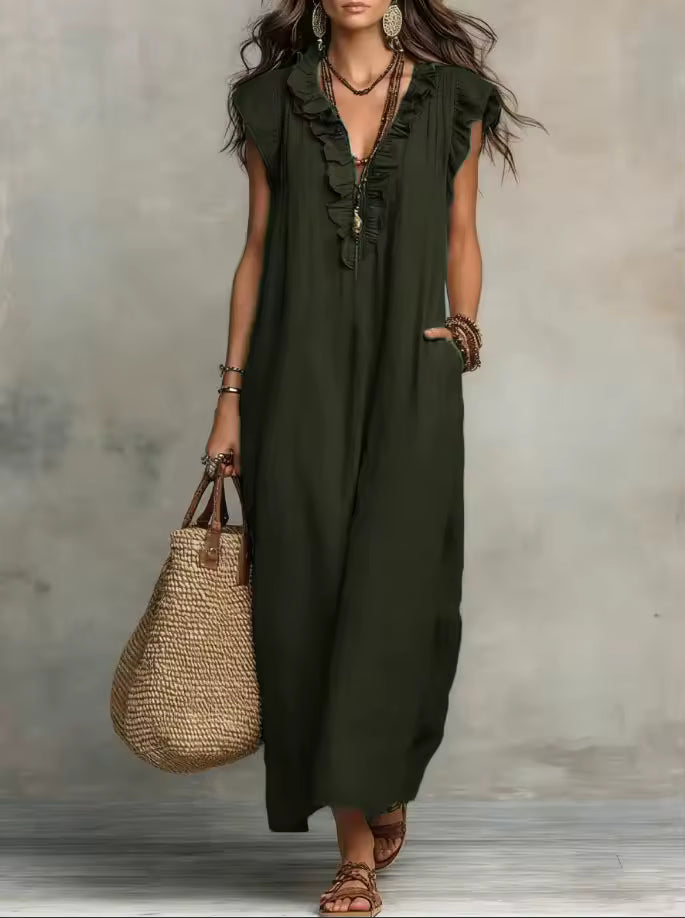 Rosalind | Relaxed V-Neck Maxi Dress