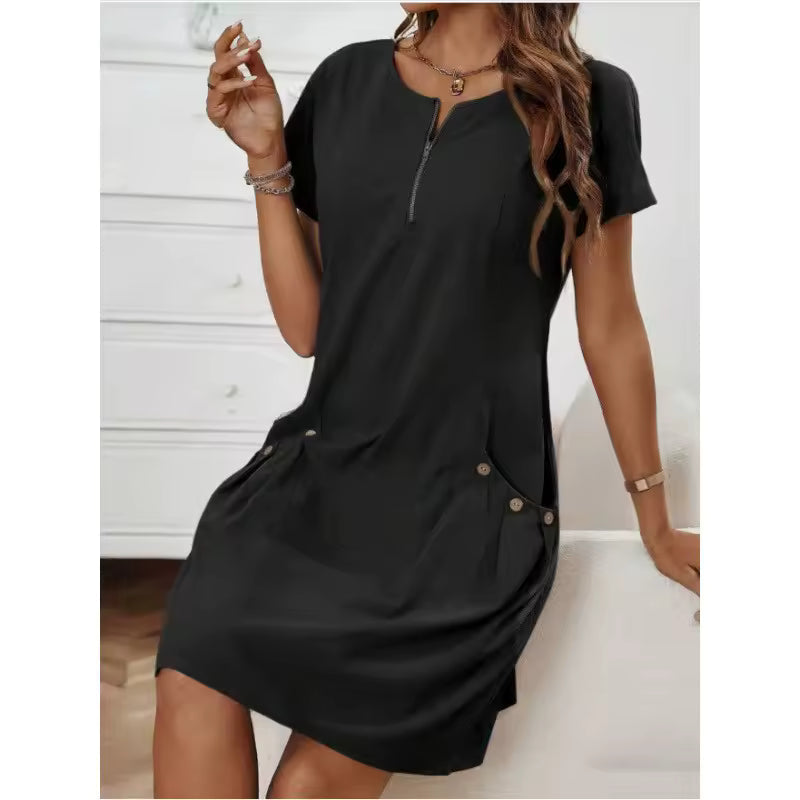 Marisette | Zip Front Linen Dress