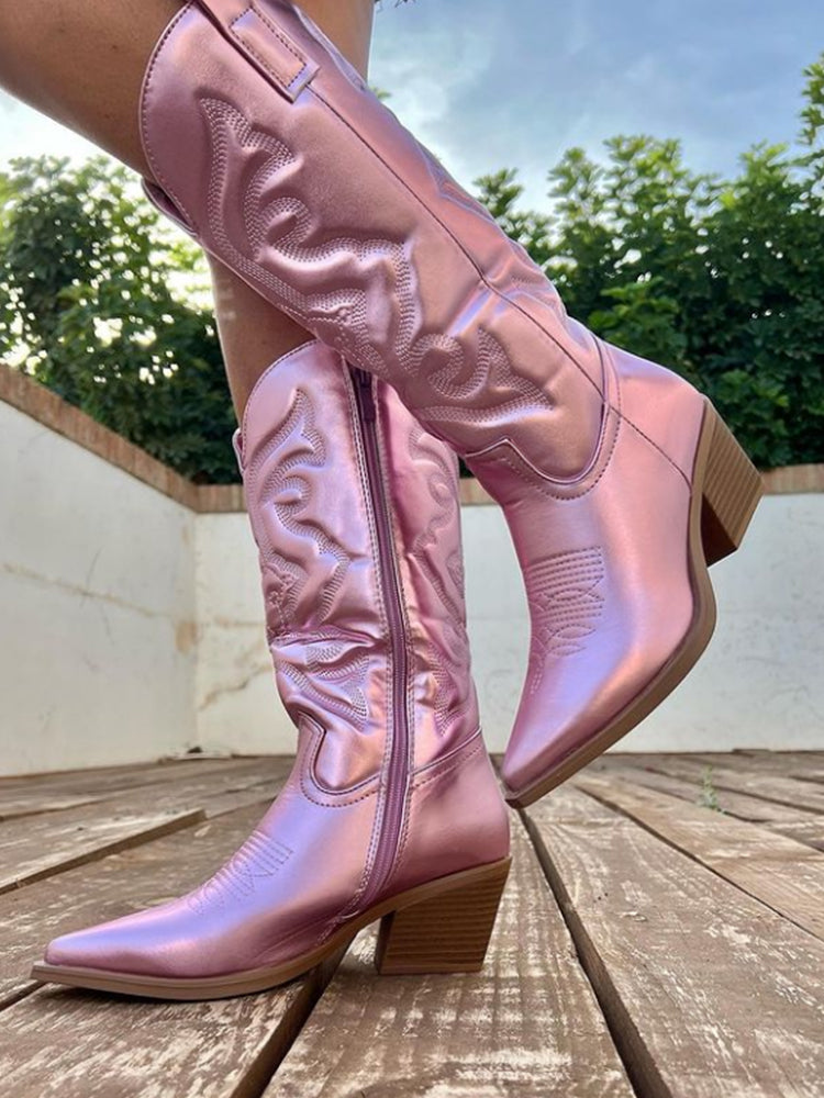 Gracie | Elegant Metallic Cowboy Boots
