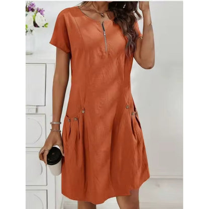 Amberlyn | Zip Front Linen Dress