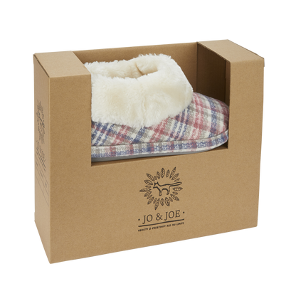 Elke | Pink Tartan Ankle Bootee Slippers