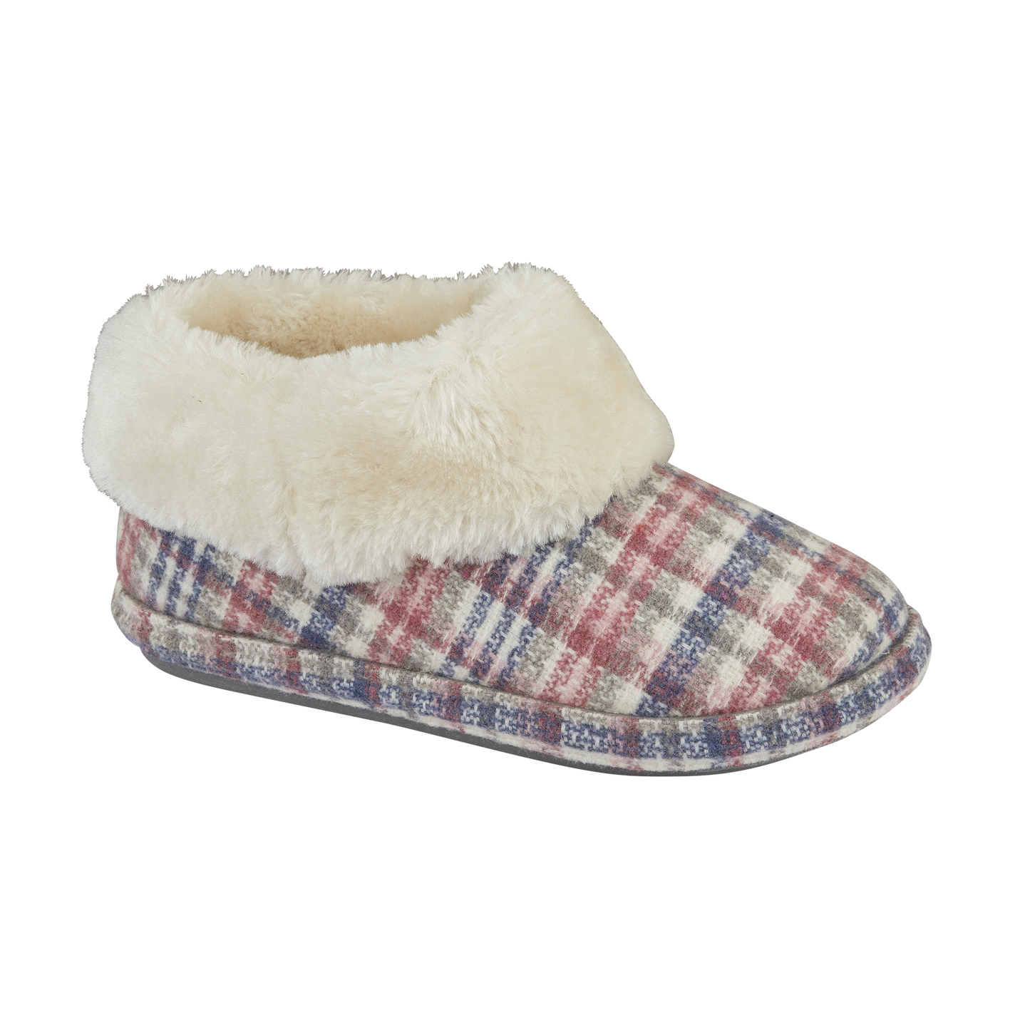 Elke | Pink Tartan Ankle Bootee Slippers