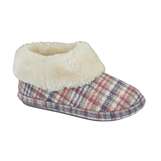 Elke | Pink Tartan Ankle Bootee Slippers